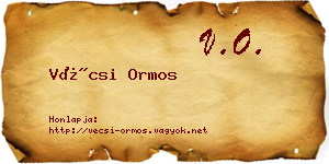 Vécsi Ormos névjegykártya